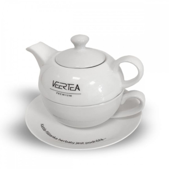 Комплект чайник, чаша за чай, чинийка ​​С 40 пакетчета Veertea