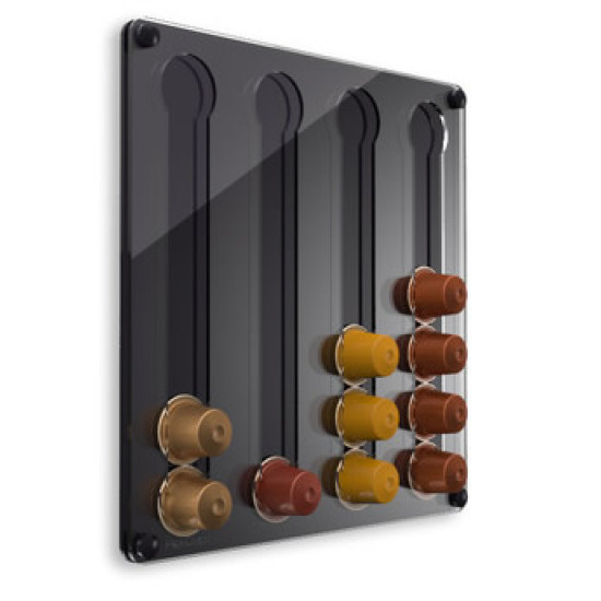 Стенен мини диспенсер прав за Nespresso капсули - черен