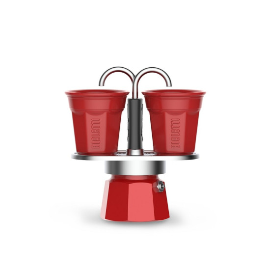 Сет кафеварка Bialetti Mini "R"за 2 кафета и 2 бр. чаши, червен