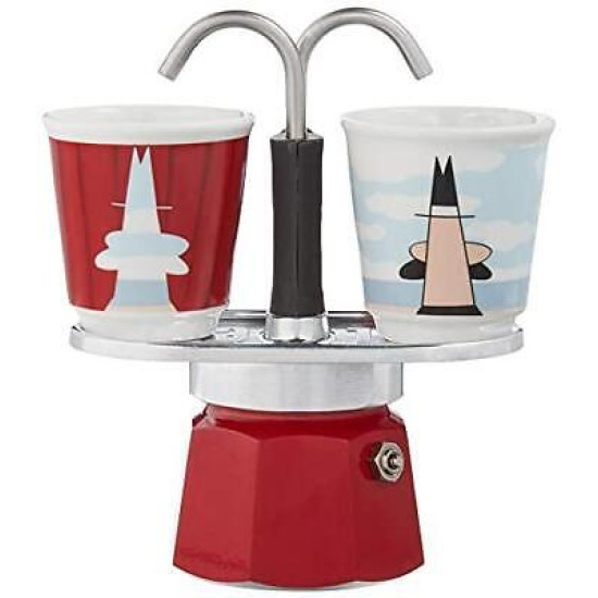 Сет кафеварка Bialetti Mini "R" MAGRITE за 2 кафета и 2 бр. чаши, червен
