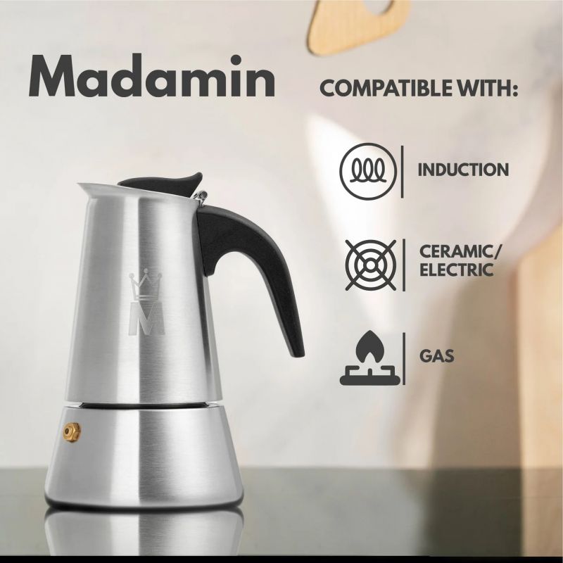 Кафеварка Madamin, Moka Pot, 6 чаши, черна дръжка | Kimbo | Друго |