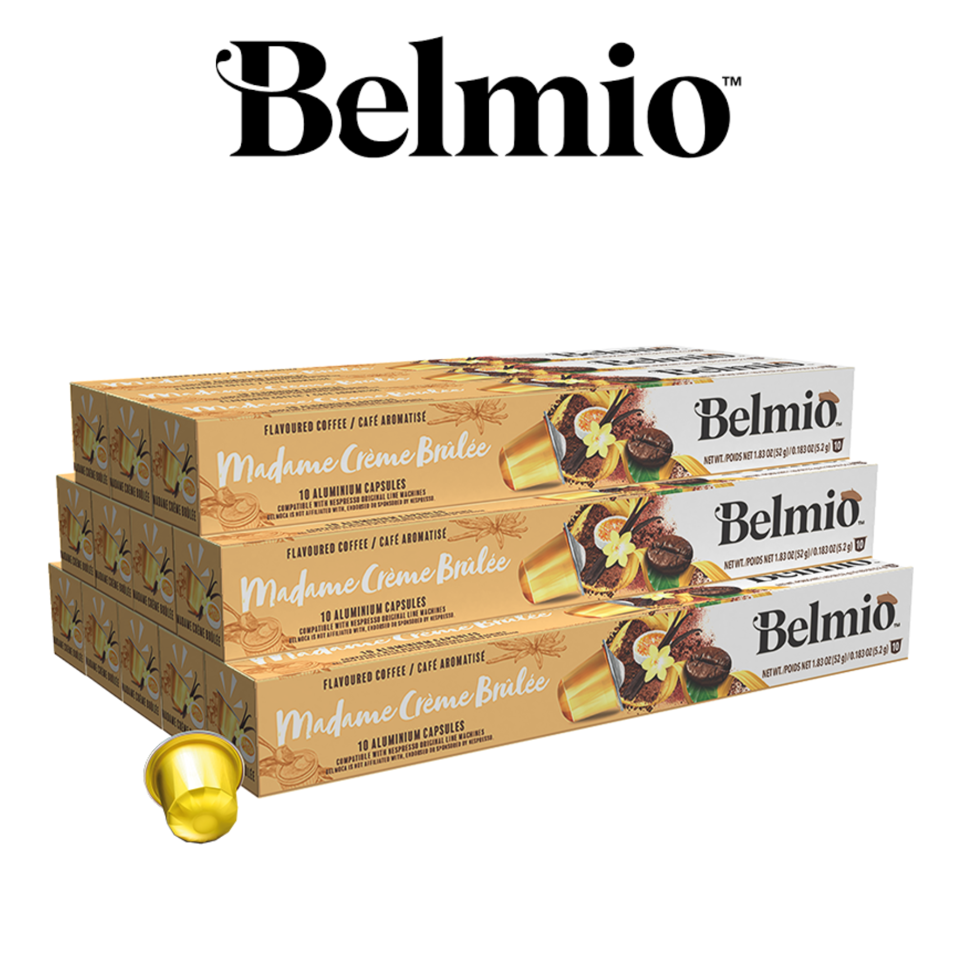 Belmio ПРОМО ПАКЕТ Madame Créme Brulée 120 бр. Nespresso съвместими капсули с вкус на Крем Брюле | Nespresso съвместими | Кафе капсули |