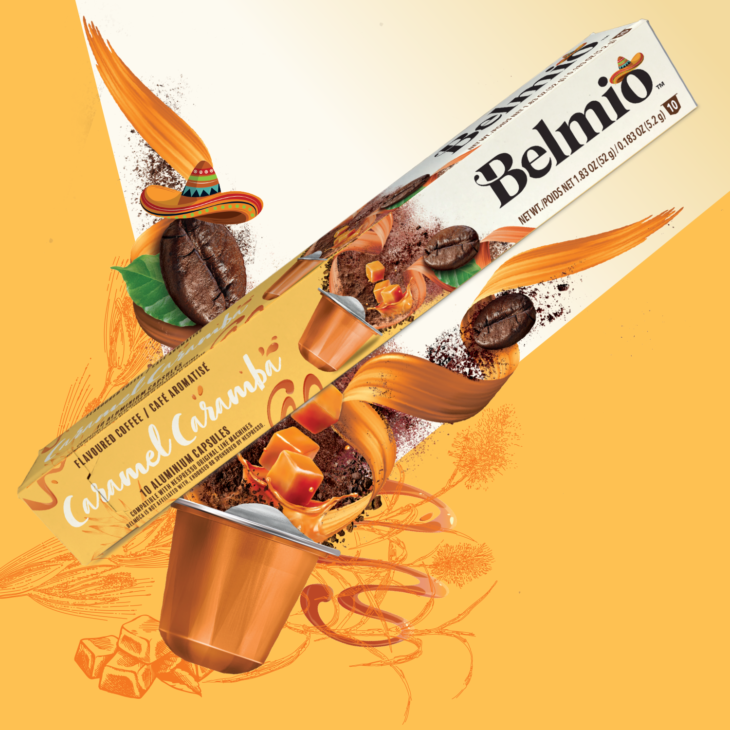 Belmio Caramel Caramba 10 бр. Nespresso съвместими капсули с вкус на Карамел | Nespresso съвместими | Кафе капсули |